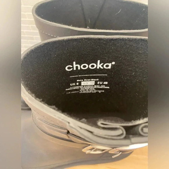 Chooka Quality Waterproof Black Pullon Damascus Moto Mid Rain Boot Womens 10 NEW - Picture 4 of 11